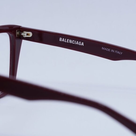 Balenciaga BB0130O 006 Eyeglasses Burgundy 53mm Square Frame - Picture 8 of 10